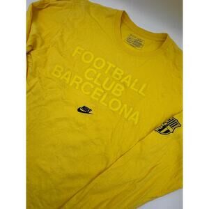 Nike Mens Football Club Barcelona Yellow Long‎ Sleeve Shirt